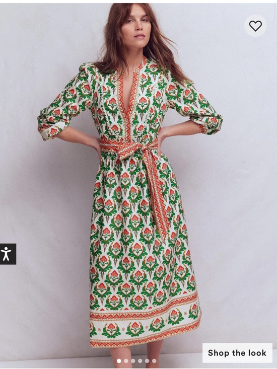 Boden Dresses & Skirts - Boden Carry Cotton Midi Green & White Floral Tie-Waist Cottagecore Dress